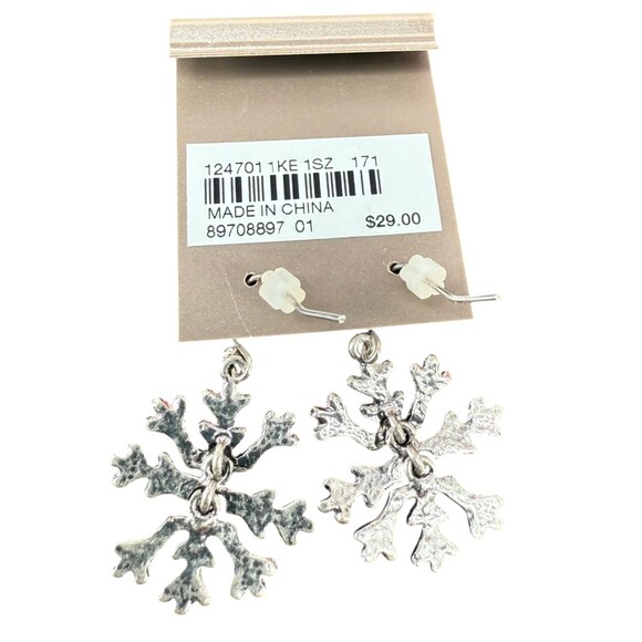 J. Jill Snowflake Necklace Earrings Silver Tone Shimmering Pave Accent Holiday - Picture 15 of 15